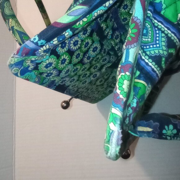 VERA BRADLEY BLUE RAPSODY ALICE PURSE, KISS LOCK, BLUE/GREEN PATTERN - Picture 11 of 16